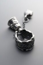 999 Fine Silver-Antiqued-Dimensional Bell Dangle Charm-75mm - Image 3