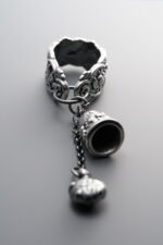 999 Fine Silver-Antiqued-Dimensional Bell Dangle Charm-75mm - Image 2