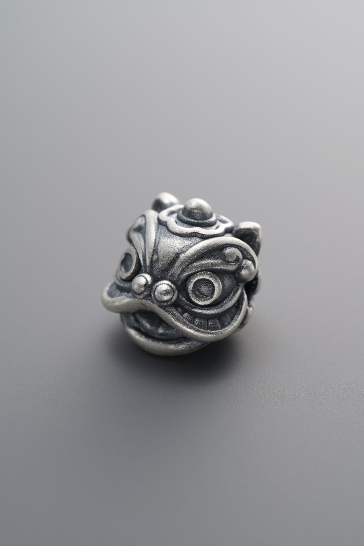 999 Fine Silver-Antiqued-Lion Dance Spacer Bead-11mm - Image 4