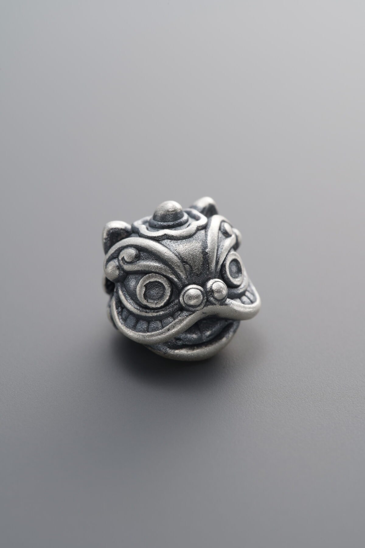 999 Fine Silver-Antiqued-Lion Dance Spacer Bead-11mm - Image 2