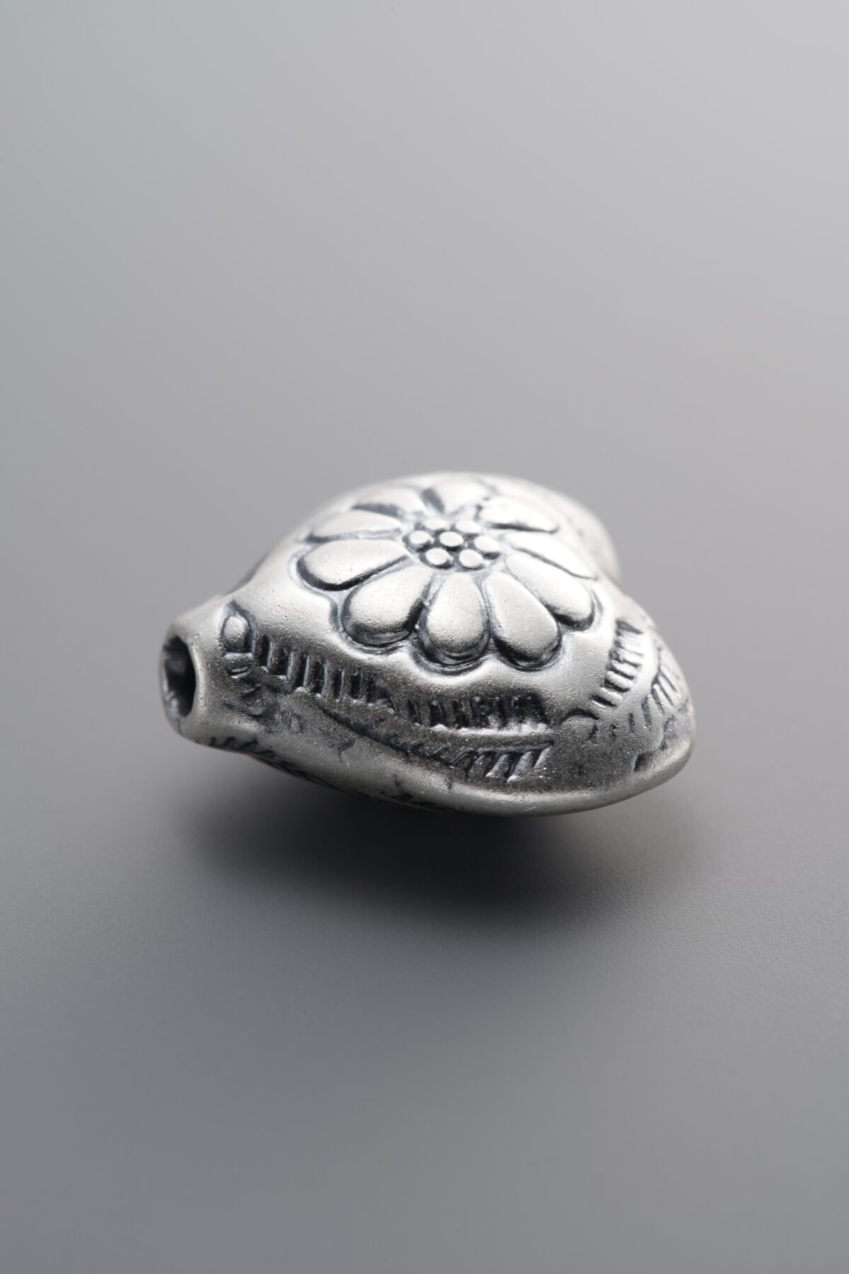 999 Fine Silver-Antiqued-Heart Spacer Bead-16mm - Image 3