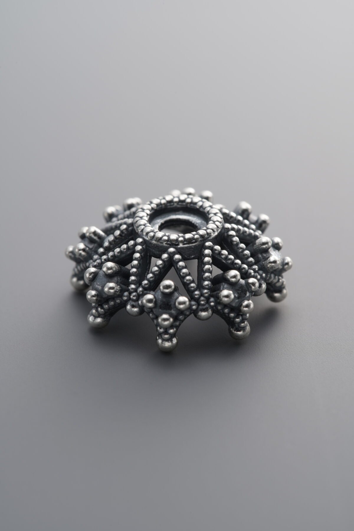 999 Fine Silver-Antiqued-Flower Bead Cap-17mm - Image 4