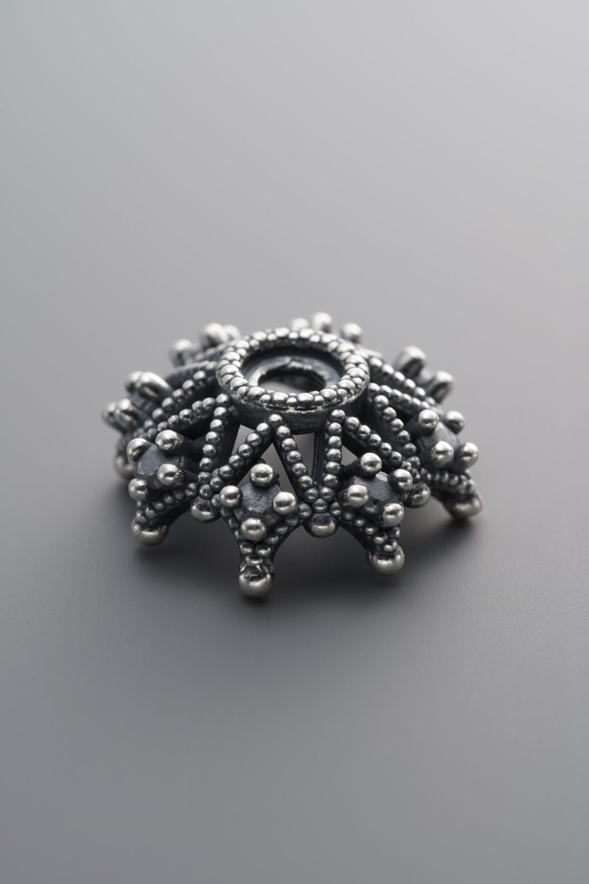 999 Fine Silver-Antiqued-Flower Bead Cap-17mm - Image 3