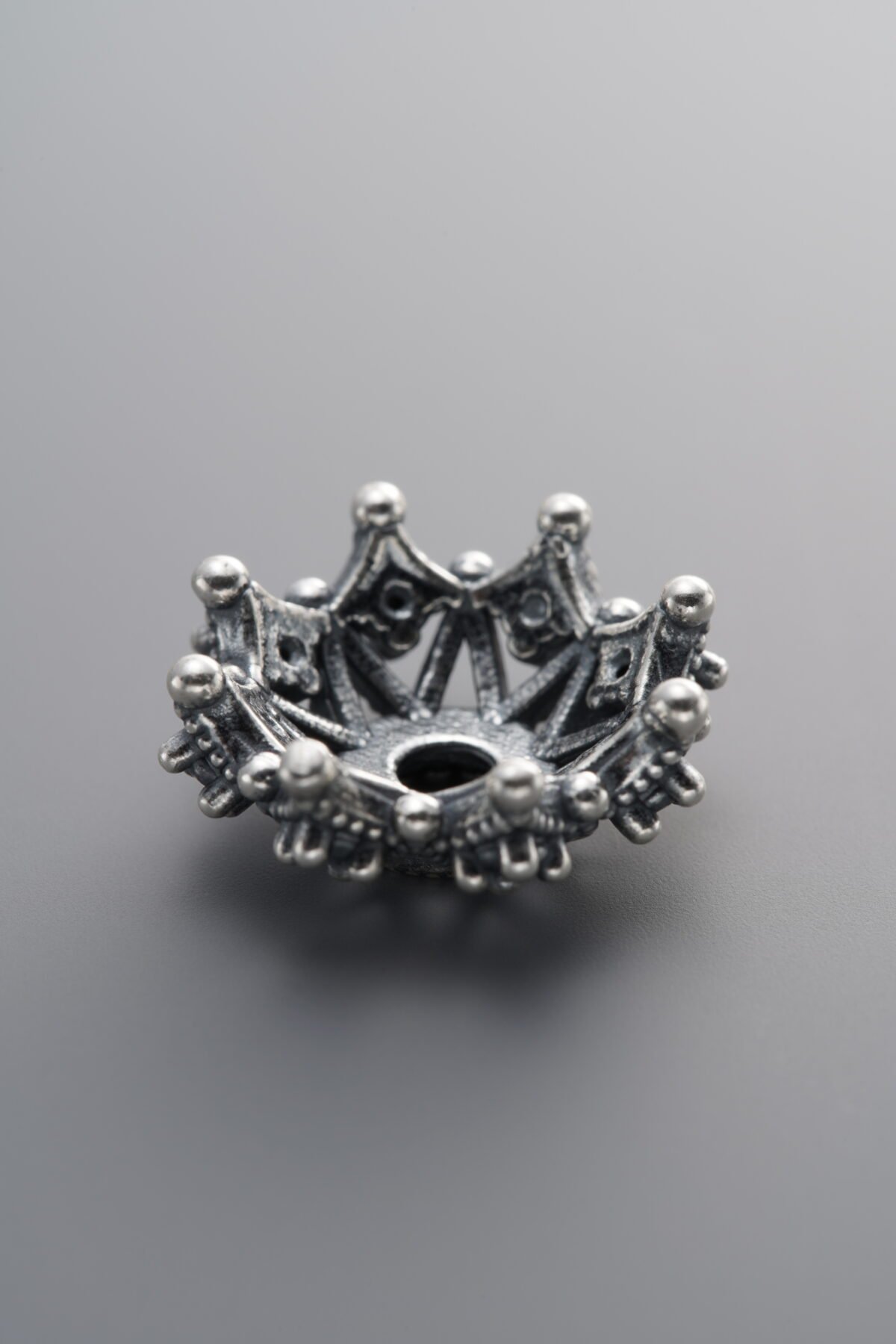 999 Fine Silver-Antiqued-Flower Bead Cap-17mm - Image 2