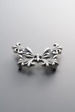 999 Fine Silver-Antiqued-Openwork Butterfly Double-Eye Connector-30mm