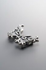 999 Silver-Vintage-Open work Butterfly Component Earring-30mm - Image 2