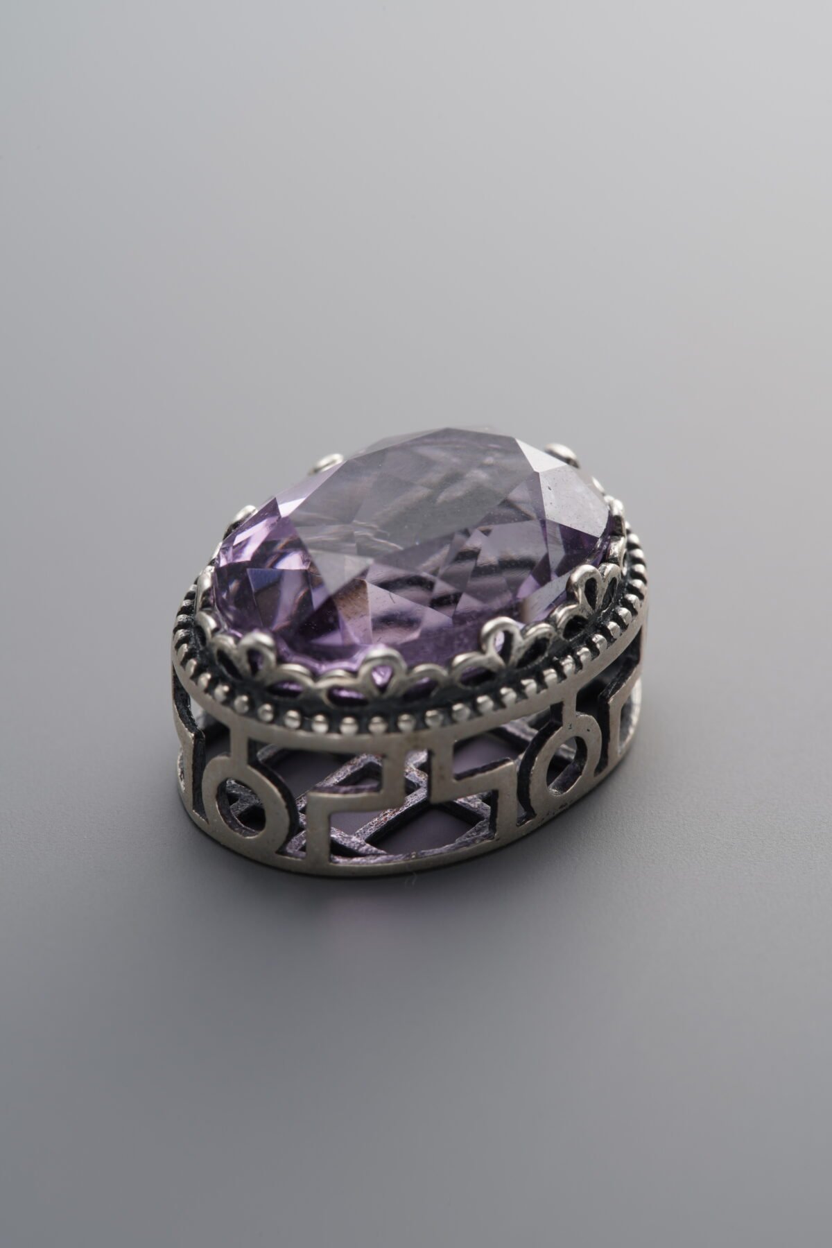 925 Sterling Silver-Antiqued-Amethyst Box Bead-17mm - Image 4