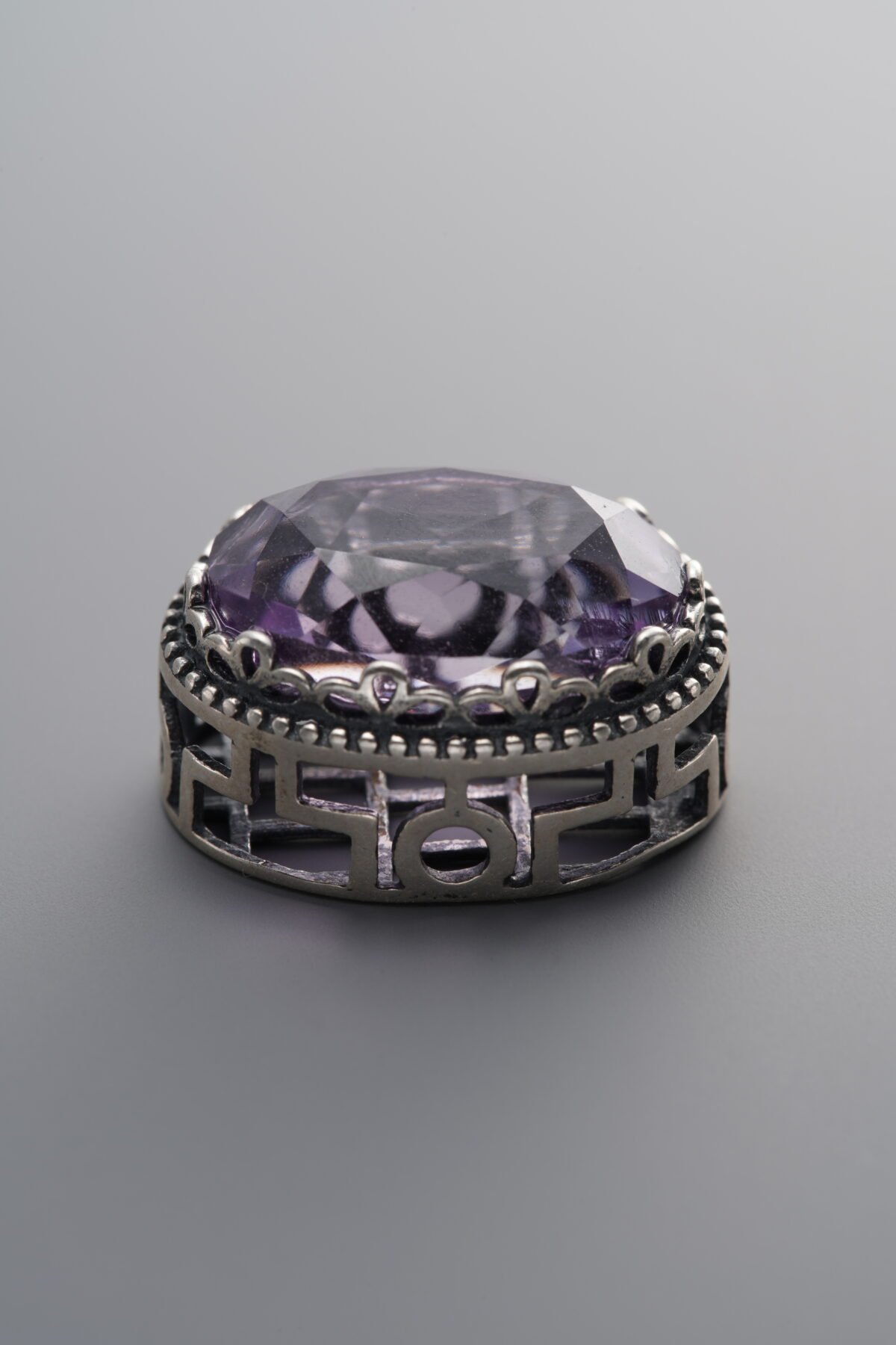 925 Sterling Silver-Antiqued-Amethyst Box Bead-17mm - Image 3