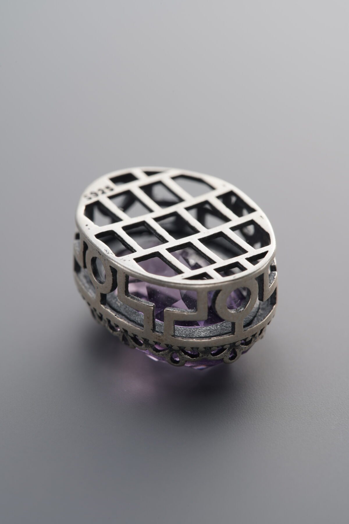 925 Sterling Silver-Antiqued-Amethyst Box Bead-17mm - Image 2