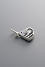 999 Fine Silver-Antiqued-Seashell Pattern Pendant-12mm - Image 2