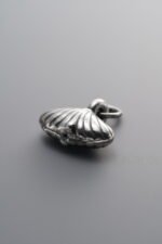 999 Fine Silver-Antiqued-Seashell Pattern Pendant-14mm - Image 4