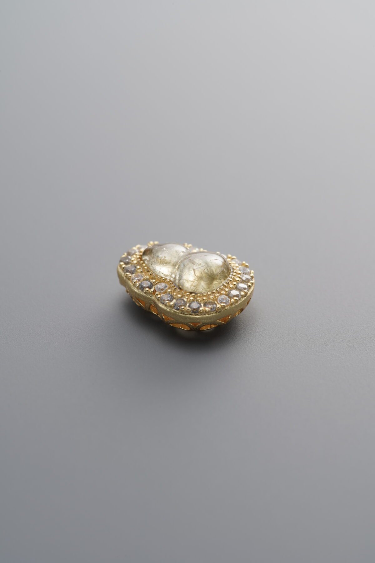 925 Sterling Silver-Gold Plated-Gourd Zircon & Tourmaline Box Bead-10mm - Image 3