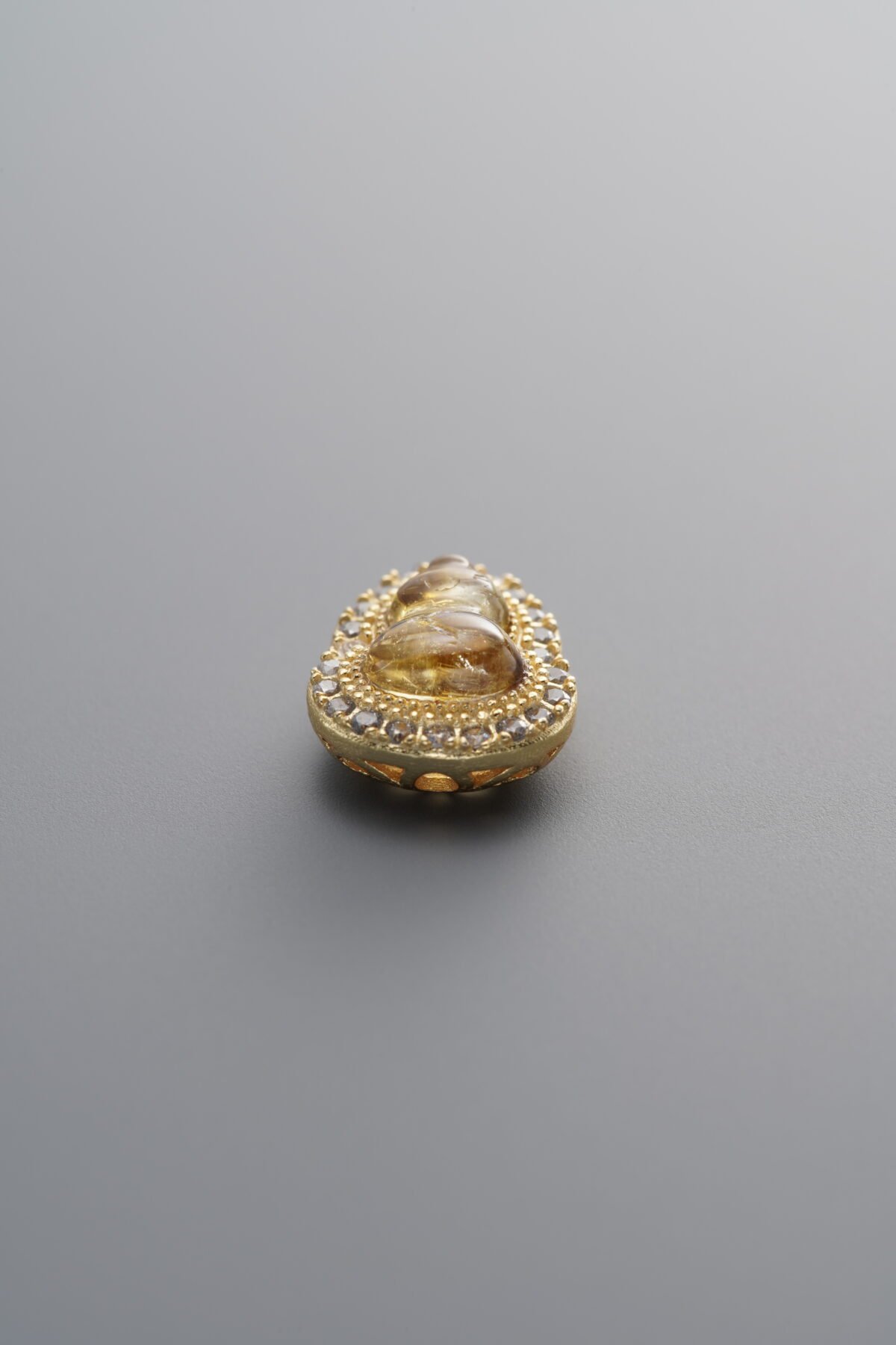 925 Sterling Silver-Gold Plated-Gourd Zircon & Tourmaline Box Bead-10mm - Image 2