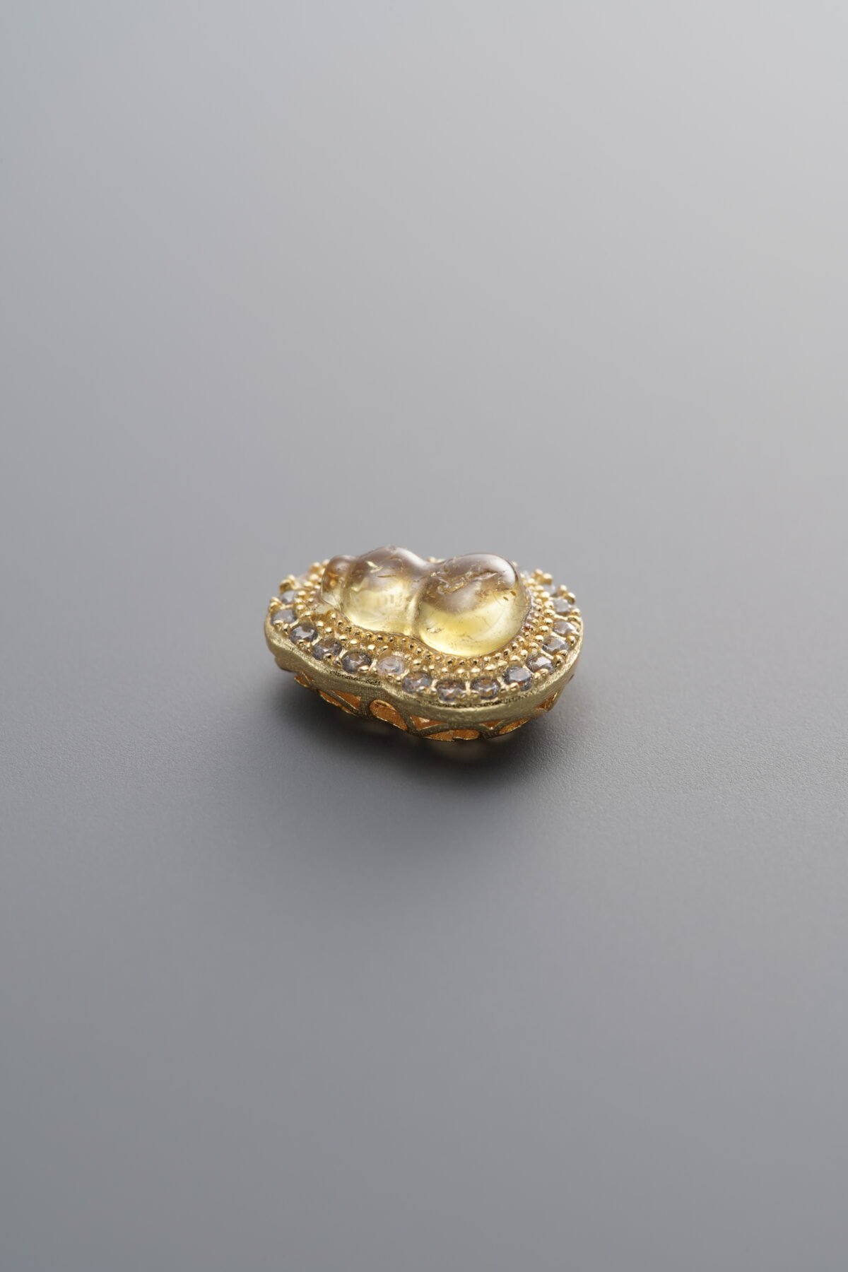 925 Sterling Silver-Gold Plated-Gourd Zircon & Tourmaline Box Bead-10mm - Image 1