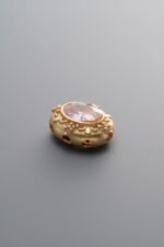 925 Sterling Silver-Gold Plated-Pink Diamond Box Bead-12mm - Image 2