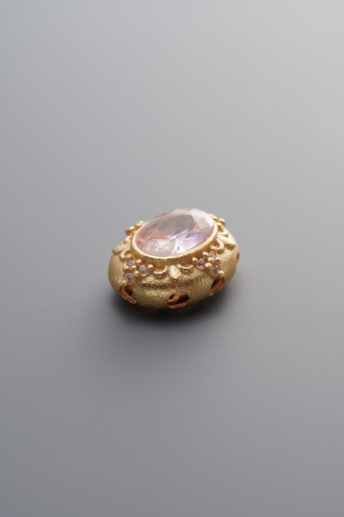 925 Sterling Silver-Gold Plated-Pink Diamond Box Bead-12mm - Image 1