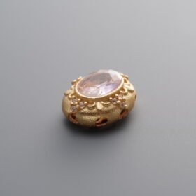 925 Sterling Silver-Gold Plated-Pink Diamond Box Bead-12mm