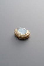 925 Sterling Silver-Gold Plated-Gourd Zircon & Aquamarine Box Bead-10mm