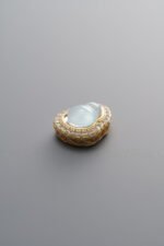 925 Sterling Silver-Gold Plated-Gourd Zircon & Aquamarine Box Bead-10mm - Image 3