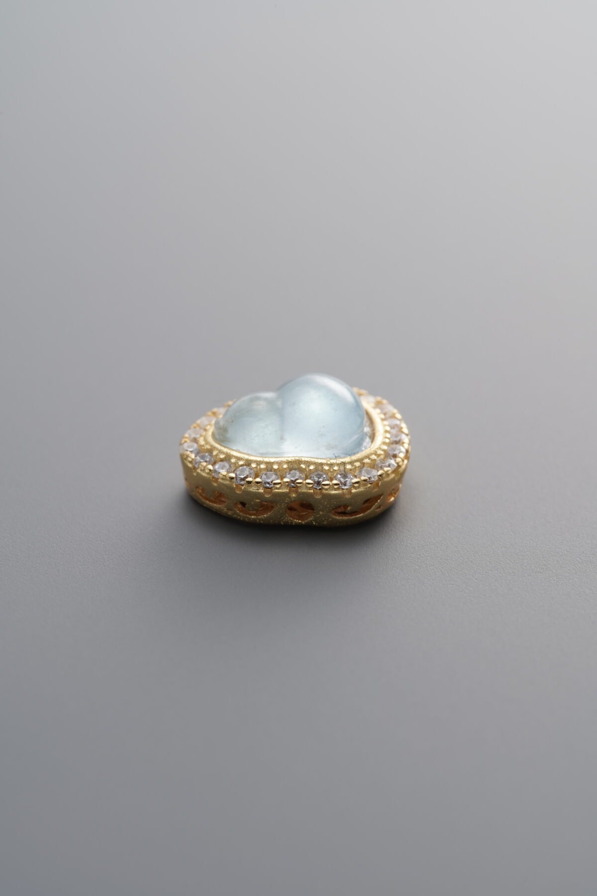 925 Sterling Silver-Gold Plated-Gourd Zircon & Aquamarine Box Bead-10mm - Image 2