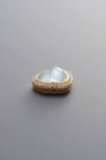 925 Sterling Silver-Gold Plated-Gourd Zircon & Aquamarine Box Bead-10mm - Image 2