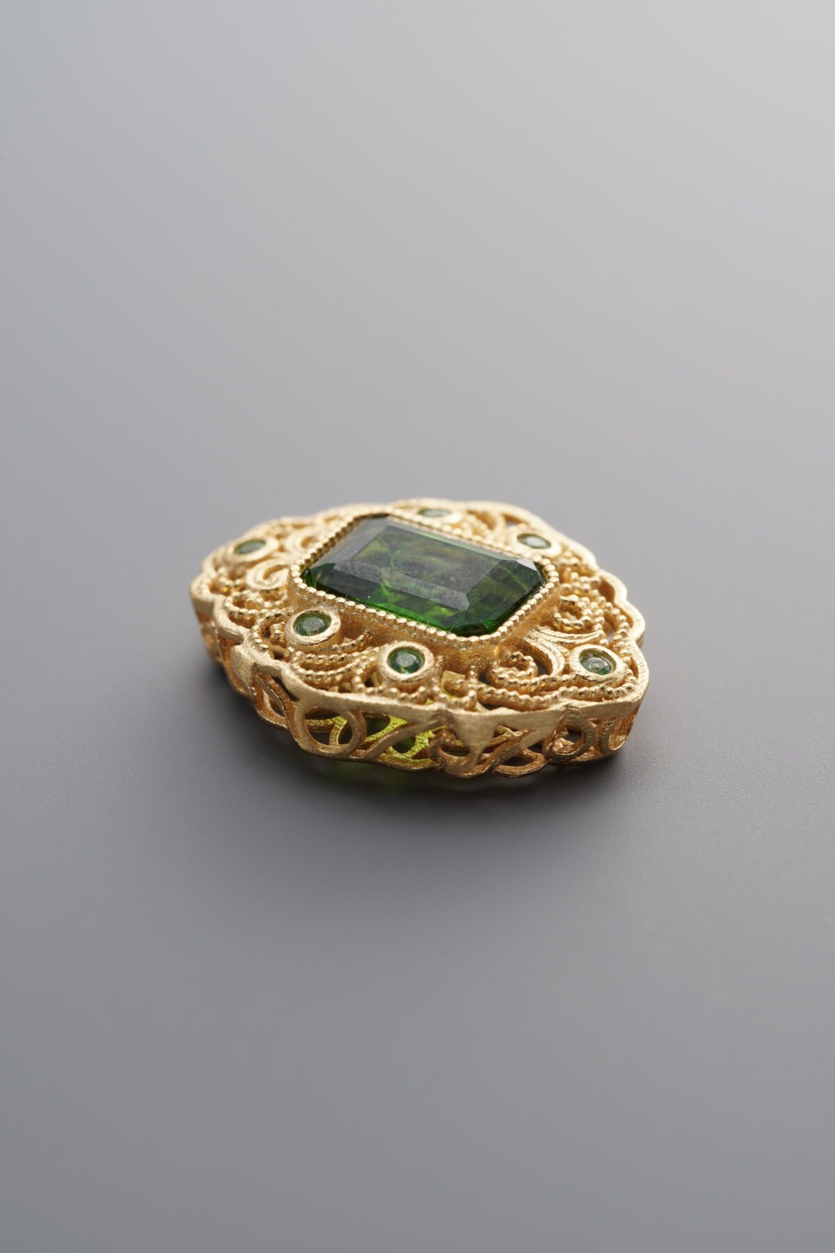 925 Sterling Silver-Gold Plated-Diopside Box Bead-16mm - Image 3