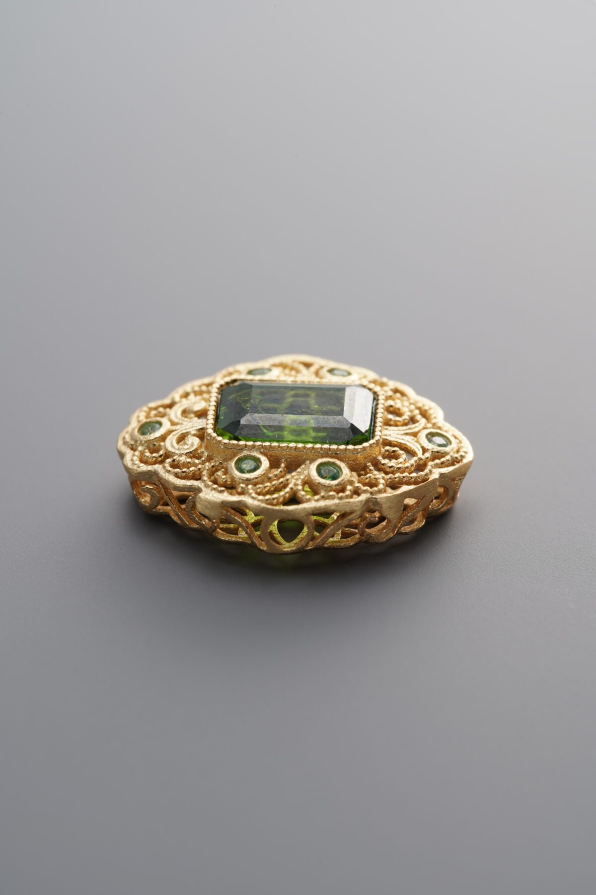 925 Sterling Silver-Gold Plated-Diopside Box Bead-16mm - Image 2