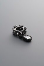 925 Sterling Silver-Black Plated-Zircon Flower Pendant-18mm - Image 4