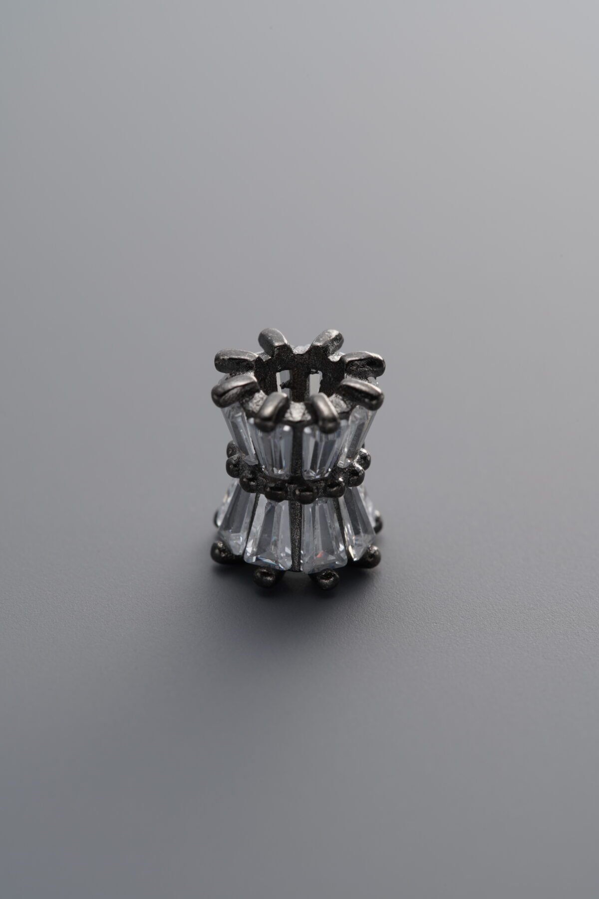 925 Sterling Silver-Black Plated-Zircon Beaded Spacer Bead-9mm - Image 3