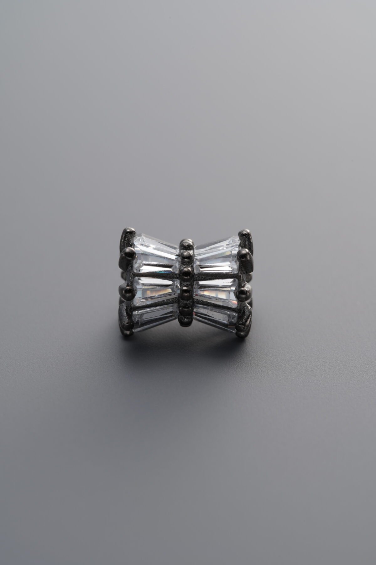 925 Sterling Silver-Black Plated-Zircon Beaded Spacer Bead-9mm - Image 1
