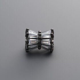 925 Sterling Silver-Black Plated-Zircon Beaded Spacer Bead-9mm