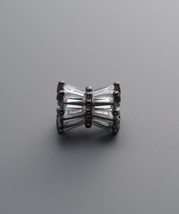 925 Sterling Silver-Black Plated-Zircon Beaded Spacer Bead-9mm