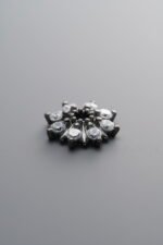 925 Sterling Silver-Black Plated-Zircon Flower Bead Cap-12mm - Image 4