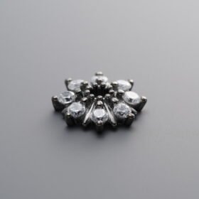 925 Sterling Silver-Black Plated-Zircon Flower Bead Cap-12mm