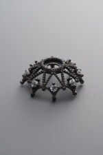 925 Sterling Silver-Black Plated-Zircon Flower Bead Cap-15mm