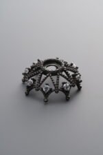 925 Sterling Silver-Black Plated-Zircon Flower Bead Cap-15mm - Image 4