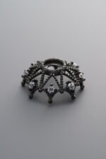 925 Sterling Silver-Black Plated-Zircon Flower Bead Cap-15mm - Image 3