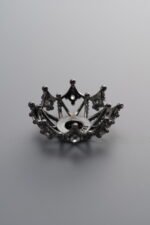 925 Sterling Silver-Black Plated-Zircon Flower Bead Cap-15mm - Image 2