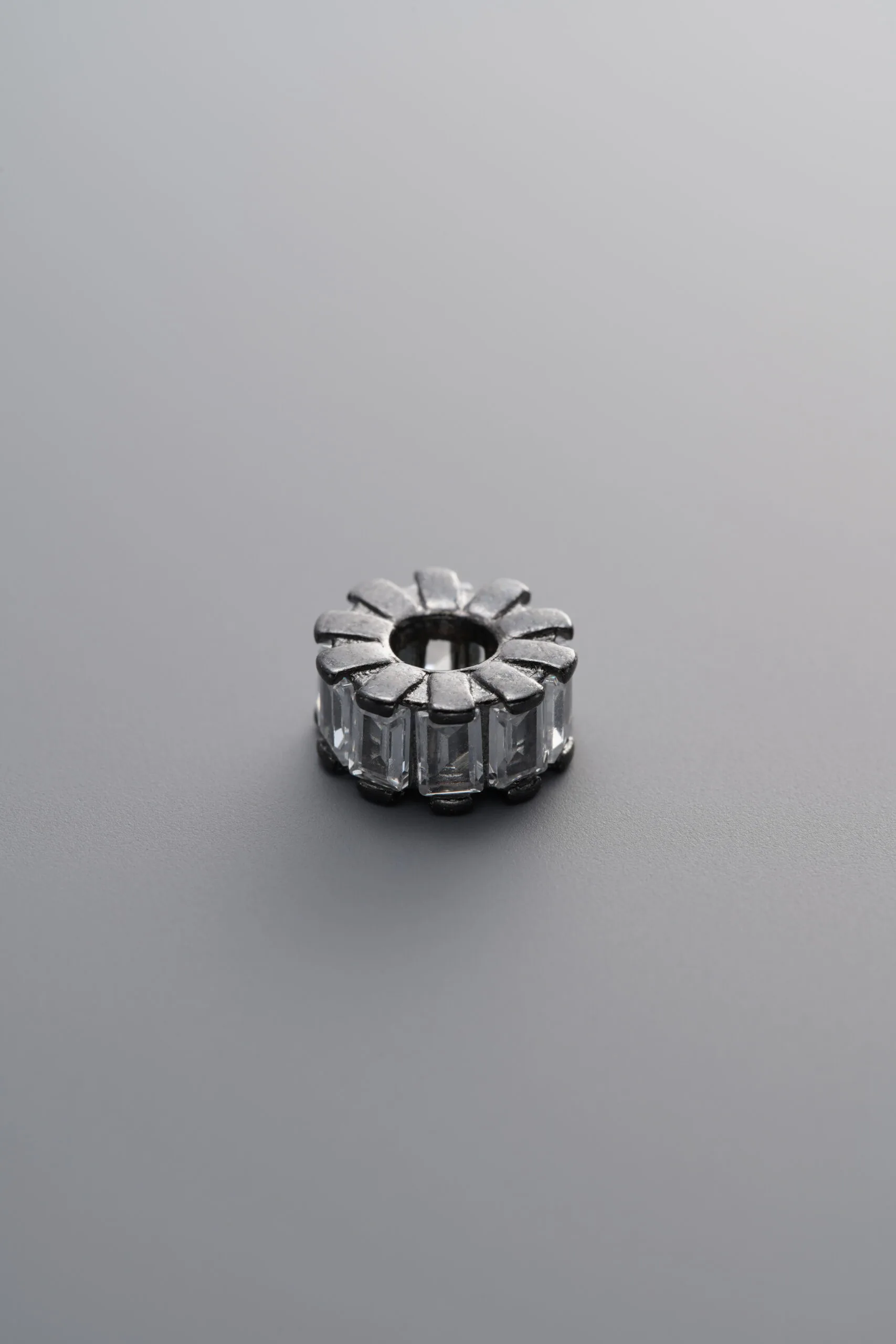 925 Sterling Silver-Black Plated-Zircon Beaded Spacer Bead-8mm - Image 3