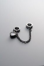 925 Sterling Silver-Black Plated-Zircon Chain Link-64mm - Image 2