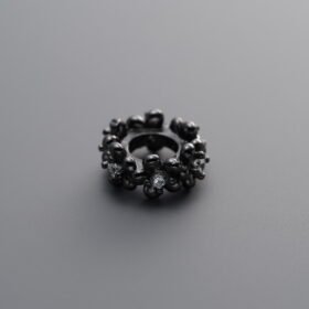 925 Silver-Black Plated-Zircon Circle Bead-9mm