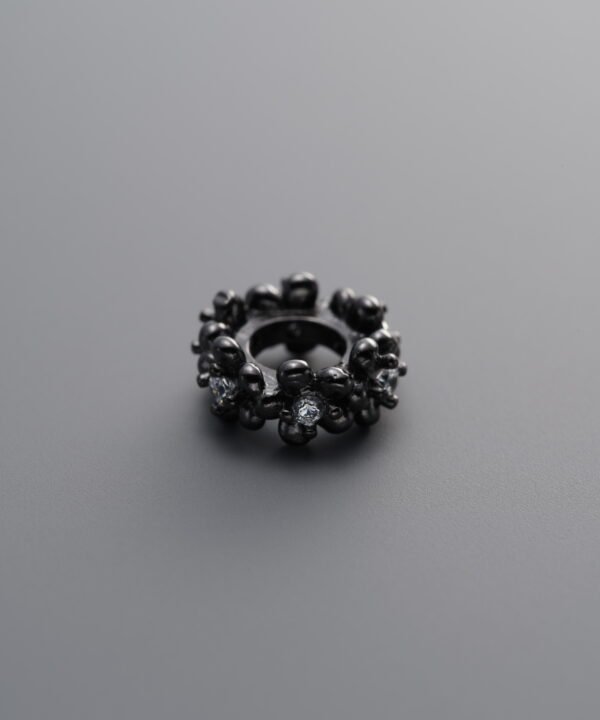 925 Sterling Silver-Black Plated-Zircon Circle Bead-9mm