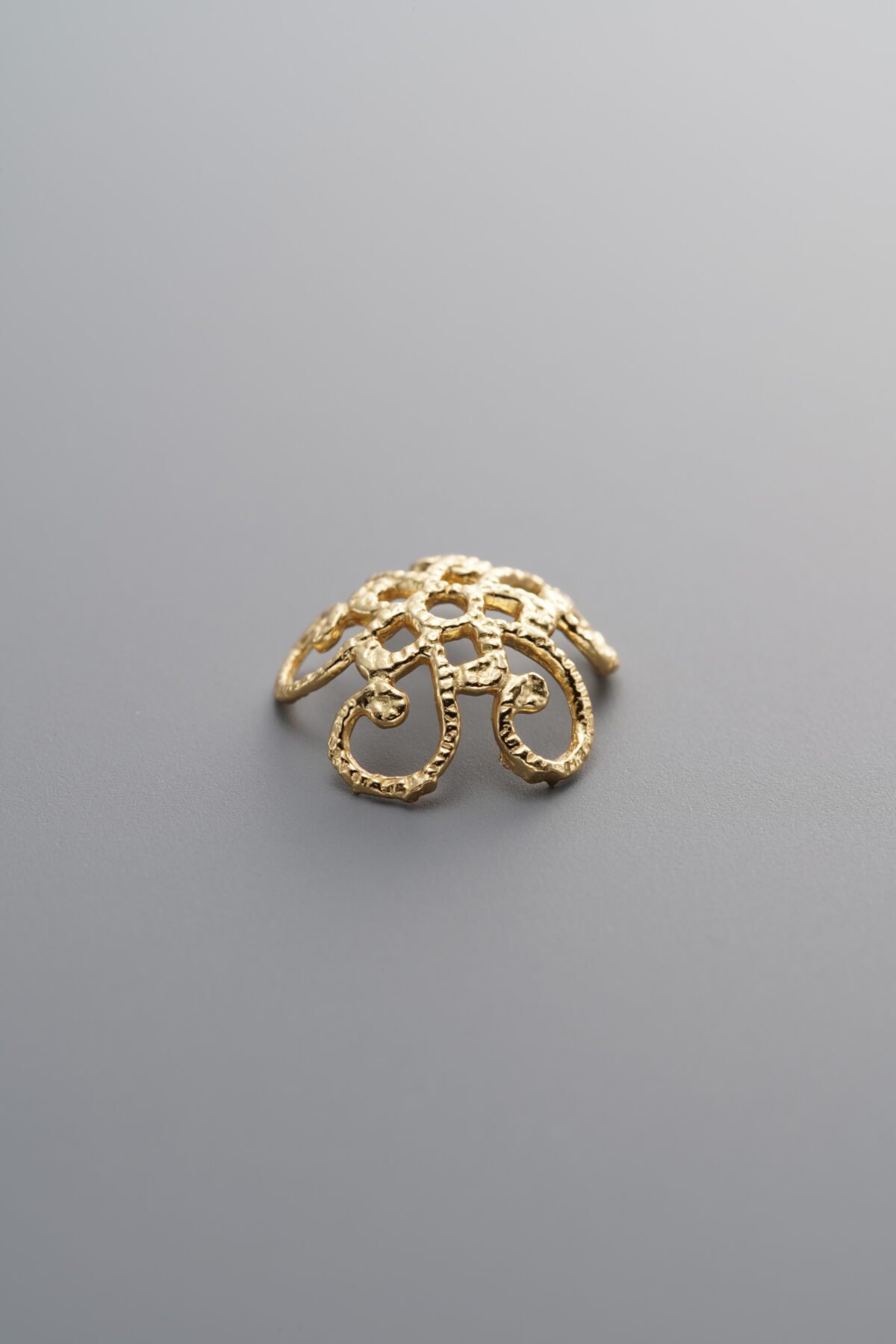 925 Sterling Silver-Gold Plated-Flower Bead Cap-11mm - Image 4