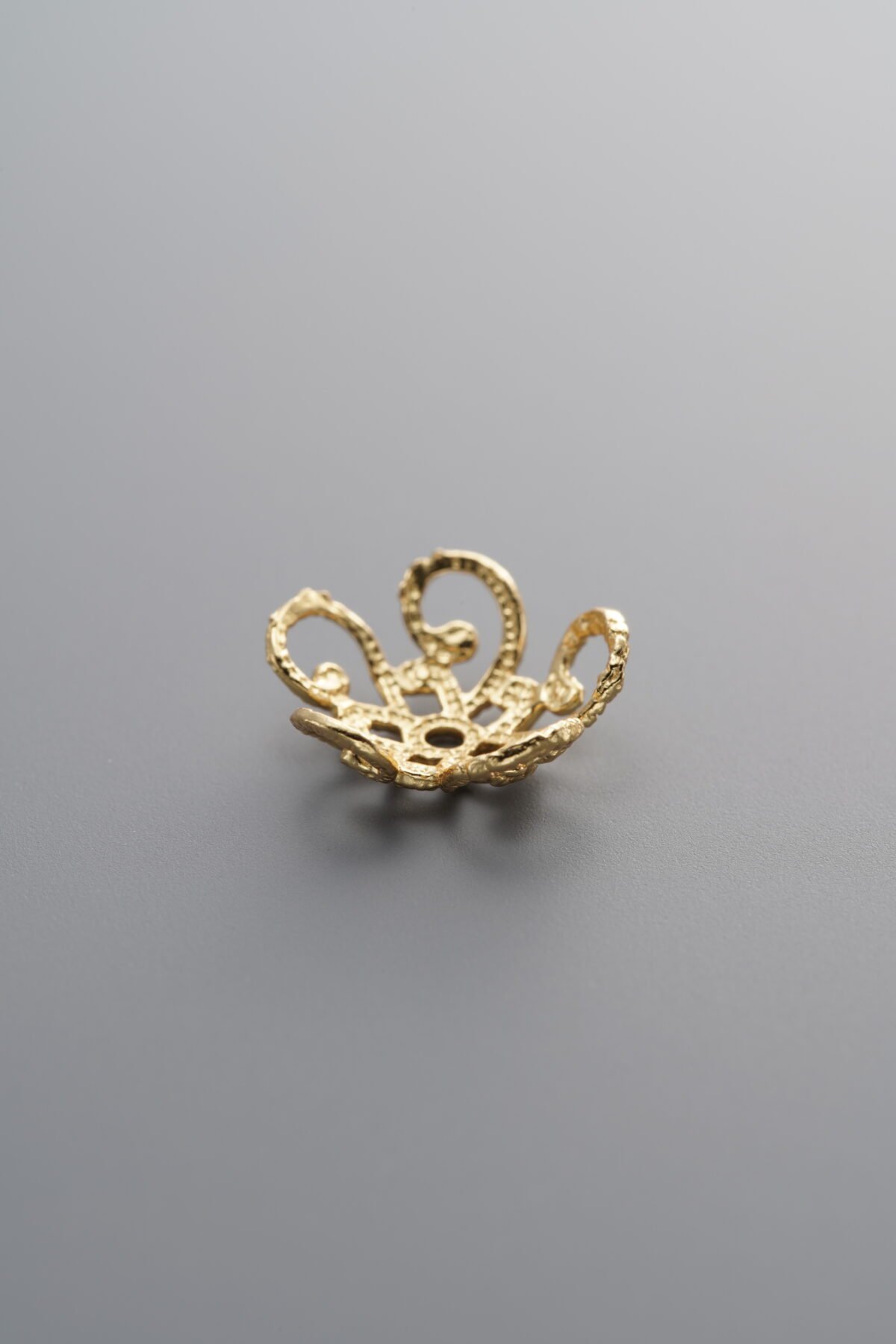 925 Sterling Silver-Gold Plated-Flower Bead Cap-11mm - Image 3