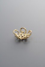 925 Sterling Silver-Gold Plated-Flower Bead Cap-11mm - Image 3