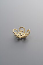 925 Sterling Silver-Gold Plated-Flower Bead Cap-11mm - Image 3