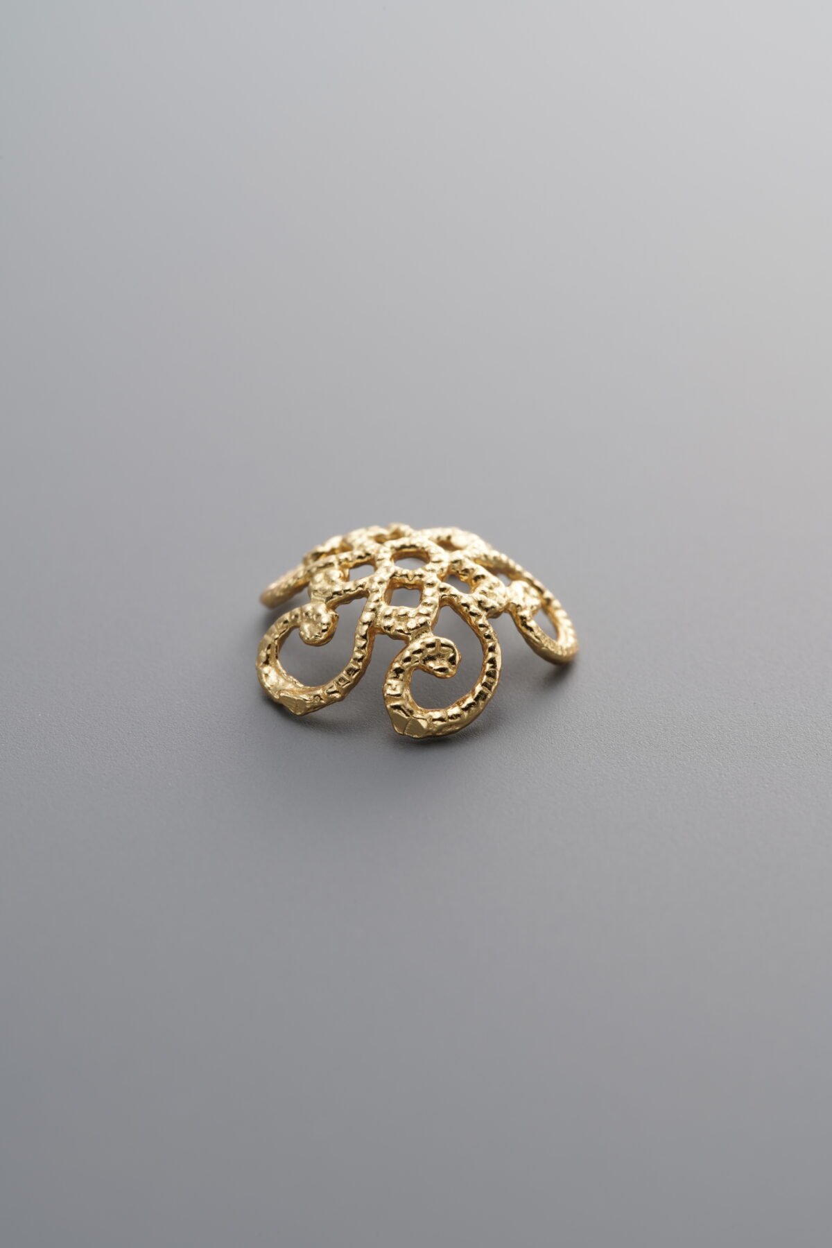 925 Sterling Silver-Gold Plated-Flower Bead Cap-11mm - Image 1