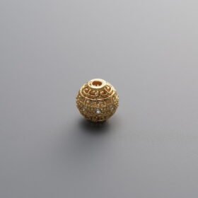 925 Silver-Gold Plated-Zircon Round Spacer Bead-6mm
