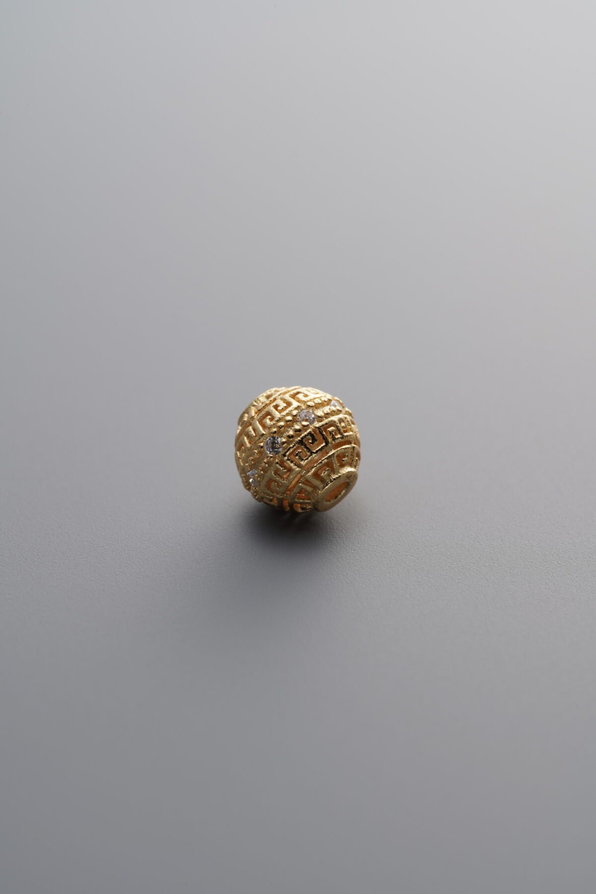 925 Sterling Silver-Gold Plated-Zircon Round Spacer Bead-6mm - Image 2