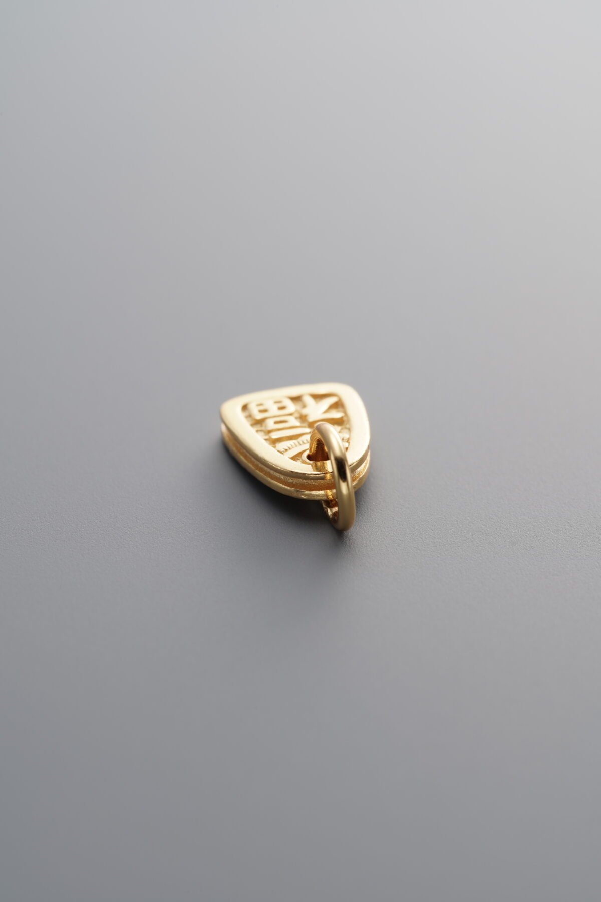 925 Sterling Silver-Gold Plated-Fu Character Pendant-11mm - Image 3